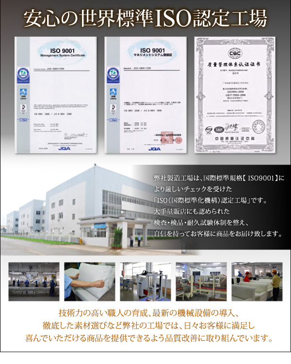ISO認証取得工場での製造