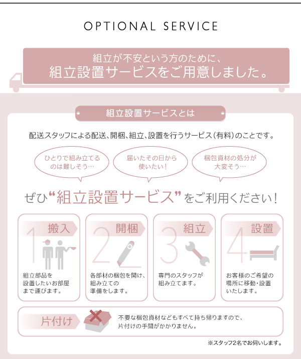 組み立て設置サービスについて