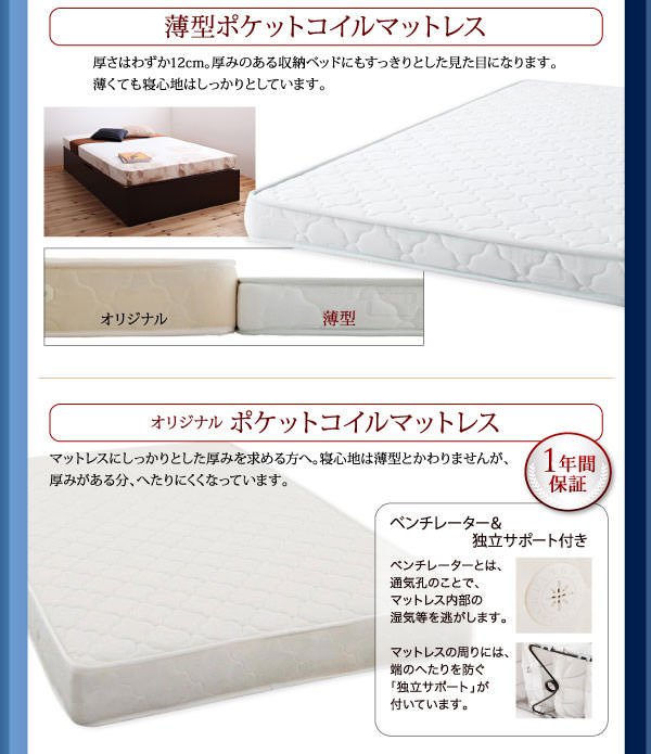 薄型ポケットコイルマットレス