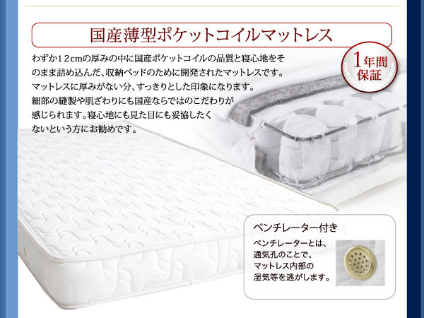 国産薄型ポケットコイルマットレス