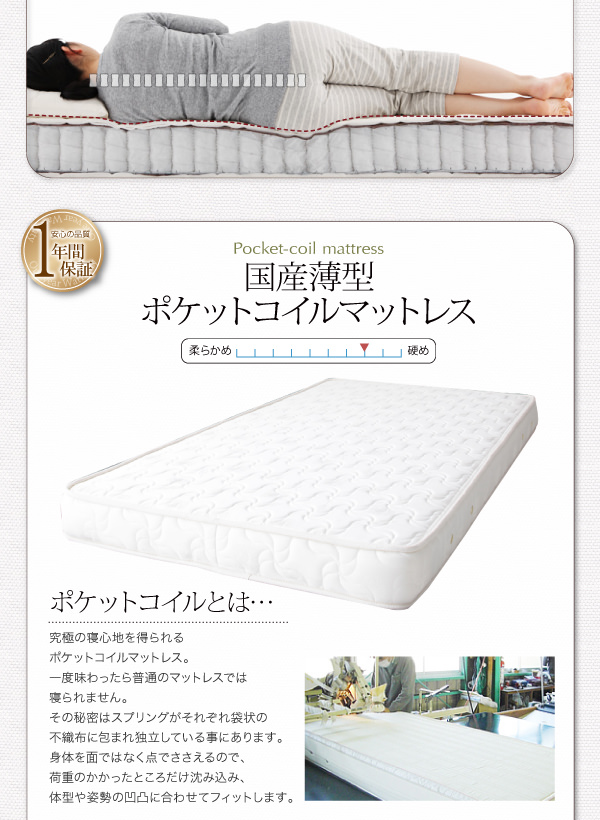国産薄型ポケットコイルマットレス