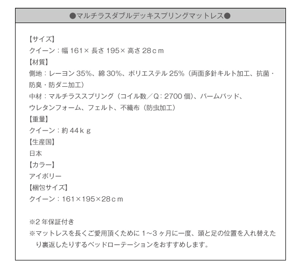 マルチラスダブルデッキスプリングマットレス詳細
