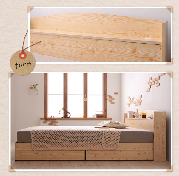 収納付きベッド【Sweet home】スイートホーム ヘッドボードと側面画像