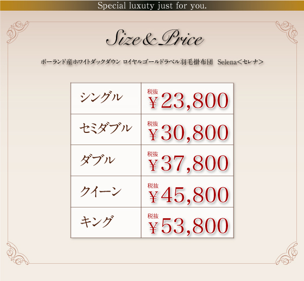 タイプ別価格