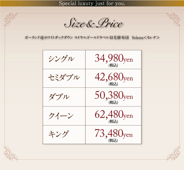 タイプ別価格