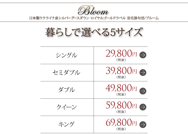 タイプ別価格