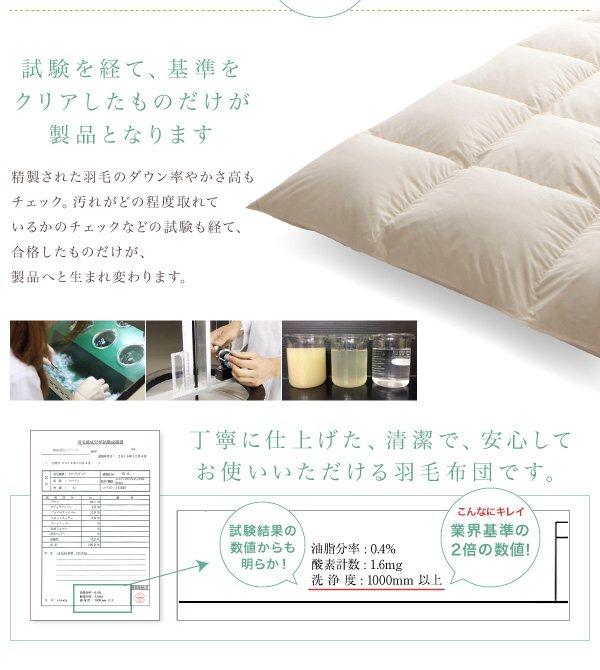 丁寧に仕上げた羽毛布団