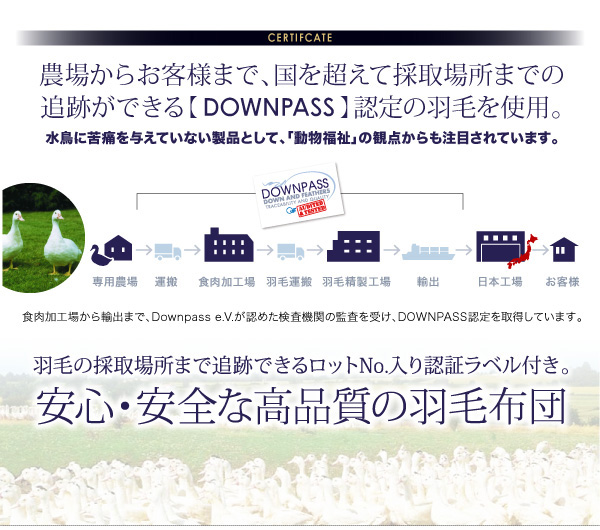 安心・安全な高品質の羽毛布団