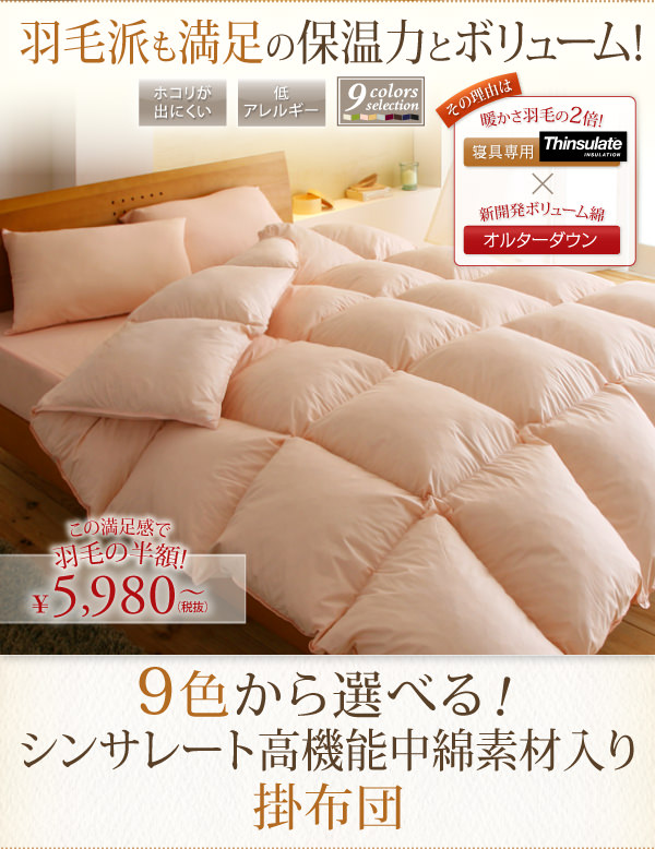 9色から選べる!シンサレート入り掛布団