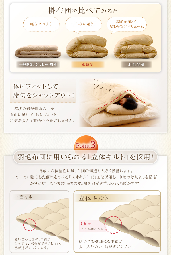 立体キルト採用