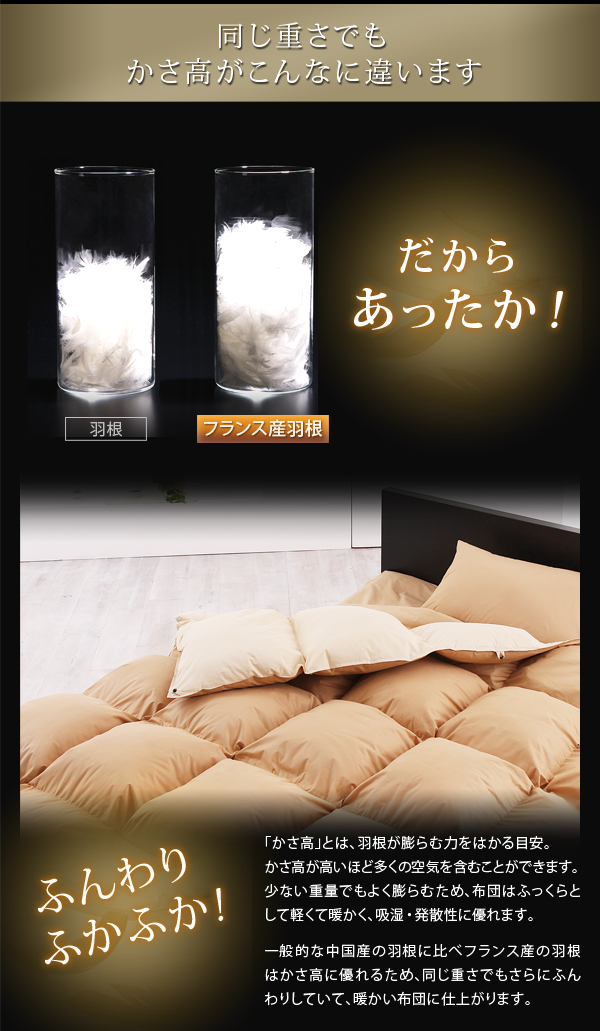 同じ重さでもこんなにかさ高が違います。
