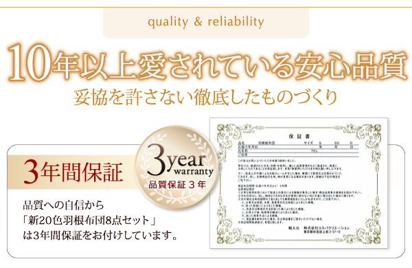 品質保証3年