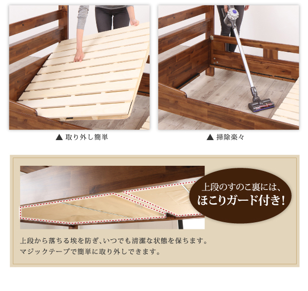 上段のすのこ裏にはホコリガード付き