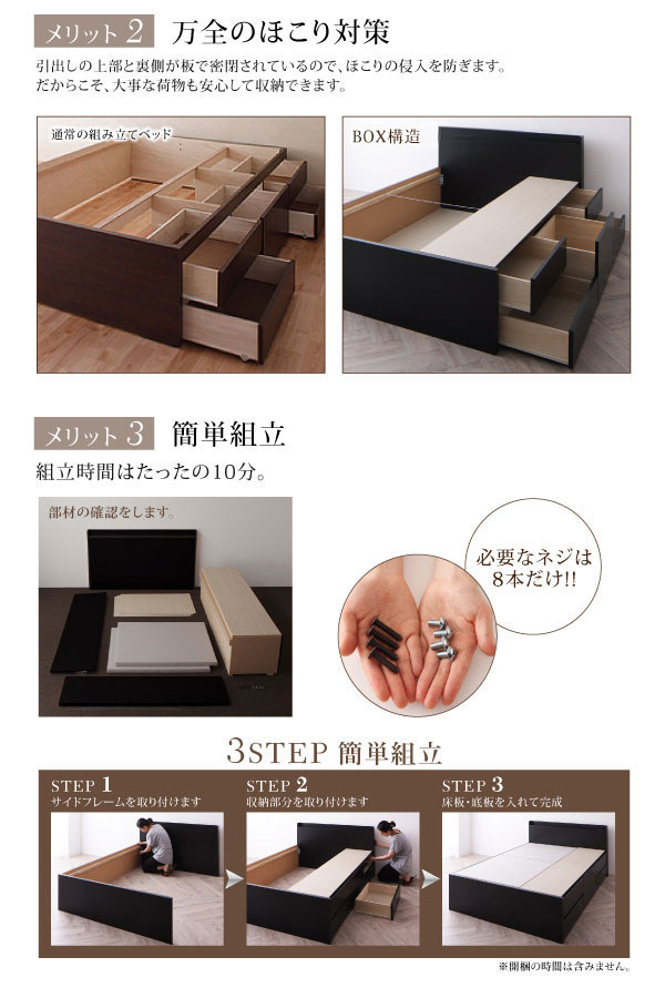 大容量 日本製チェストベッド【Amario】アーマリオ ベッドフレームのみ セミダブル