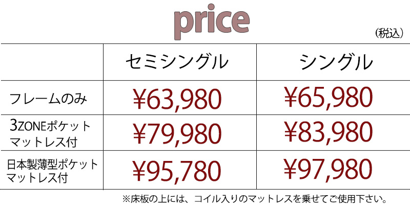 タイプ別価格
