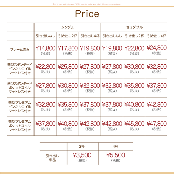 タイプ別価格