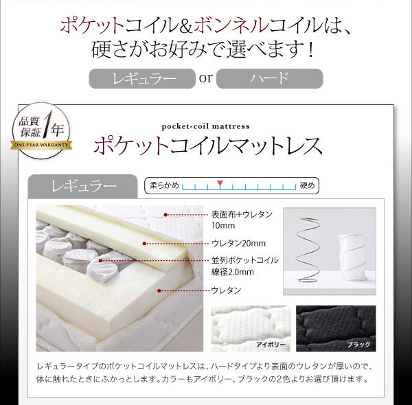 ポケットコイルマットレス:レギュラータイプ