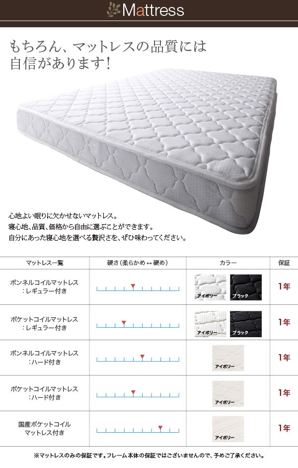 マットレスの品質にも自信があります。