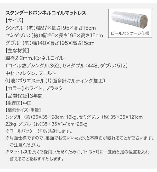 スタンダードボンネルコイルマットレス詳細