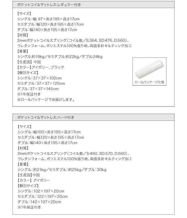 ポケットコイルマットレス詳細