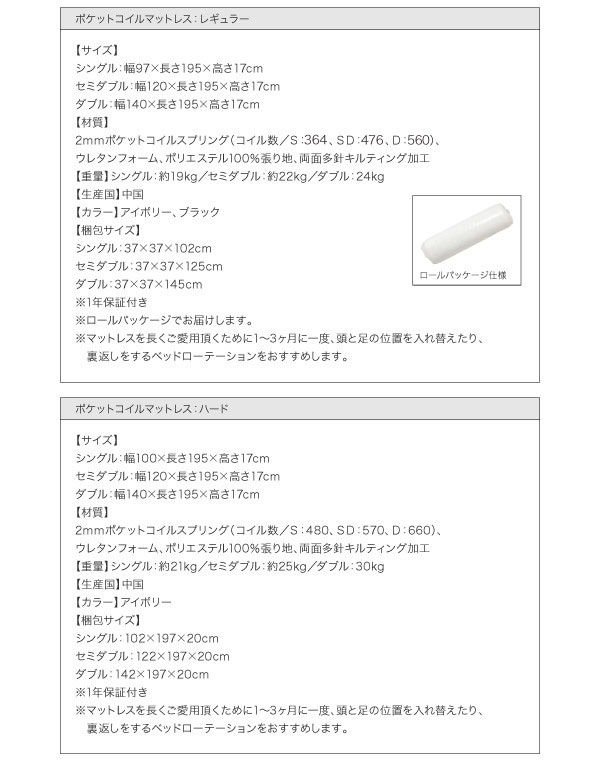 ポケットコイルマットレス詳細