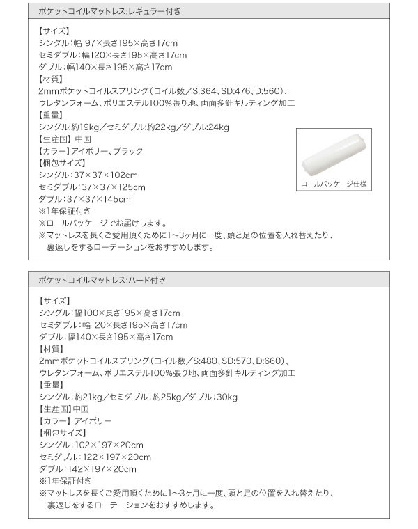 ポケットコイルマットレス詳細