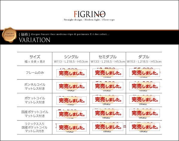 タイプ別価格