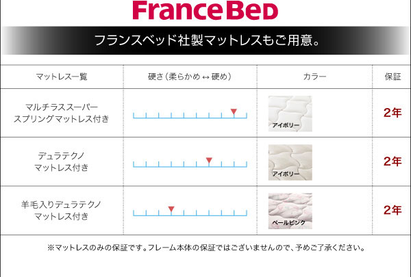 フランスベッド社製マットレスもご用意