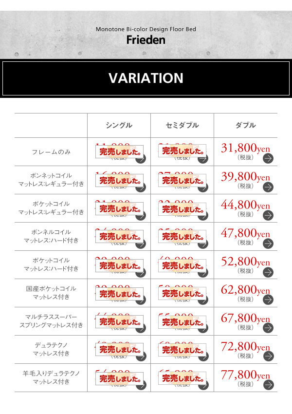 タイプ別価格