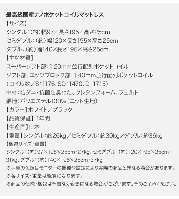 最高級国産ナノポケットコイルマットレス詳細