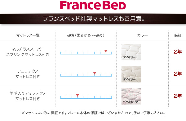 フランスベッド社製マットレスもご用意