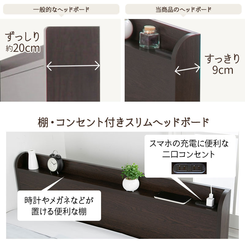 コンセント付きヘッドボード