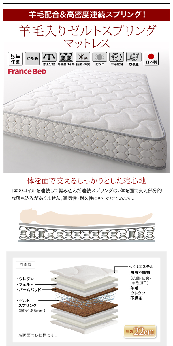 羊毛入りゼルトスプリングマットレス