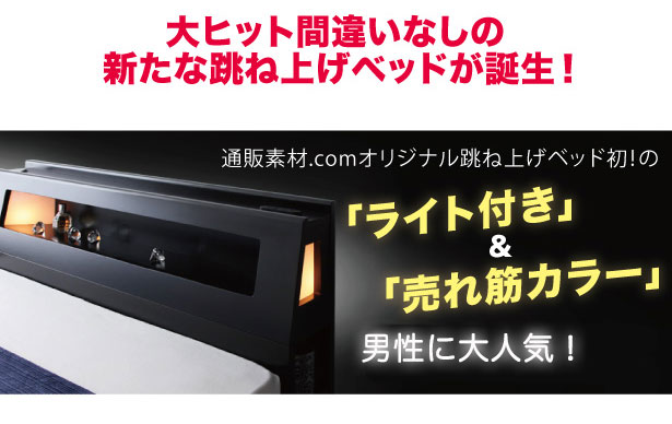 ライト付き跳ね上げベッド