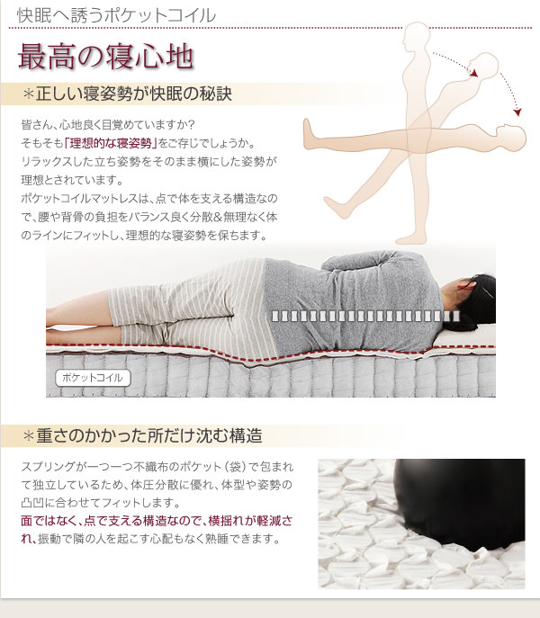 マットレスベッド | 日本製ポケットコイルマットレスベッド【MORE 