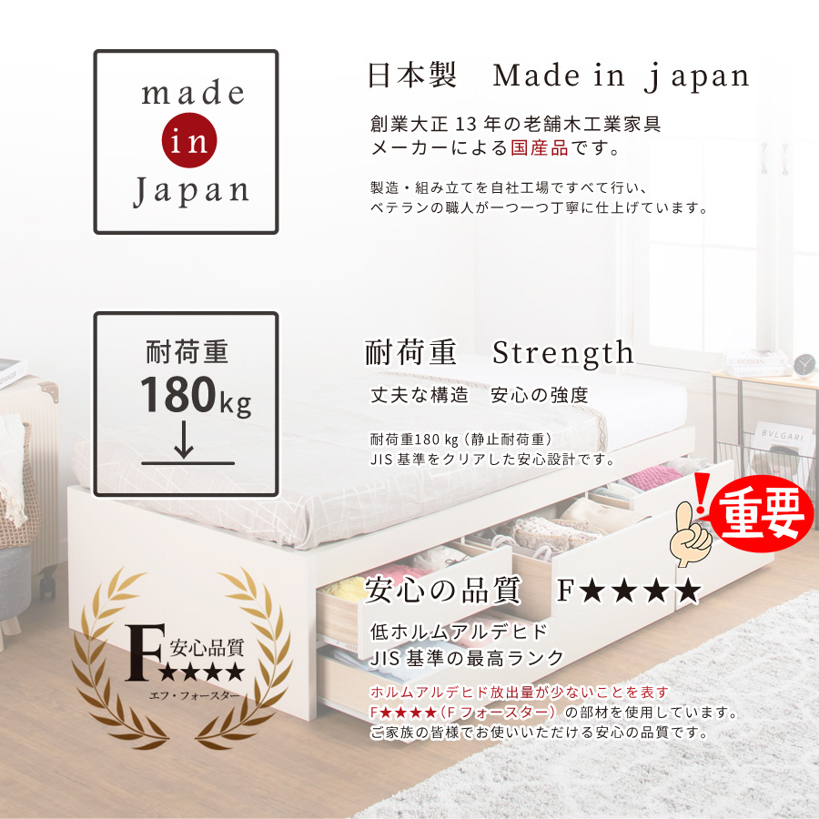 安心の日本製、低ホルムアルデヒドF⭐︎⭐︎⭐︎⭐︎基準をクリアー
