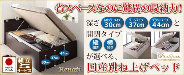 日本製跳ね上げ収納ベッド【Renati】レナーチ