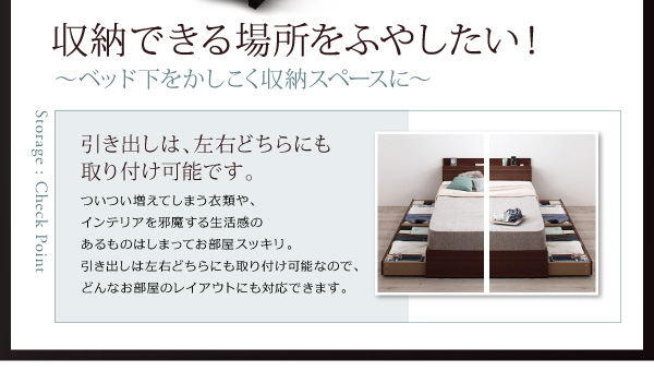 引き出しは、左右どちらにも設置可能