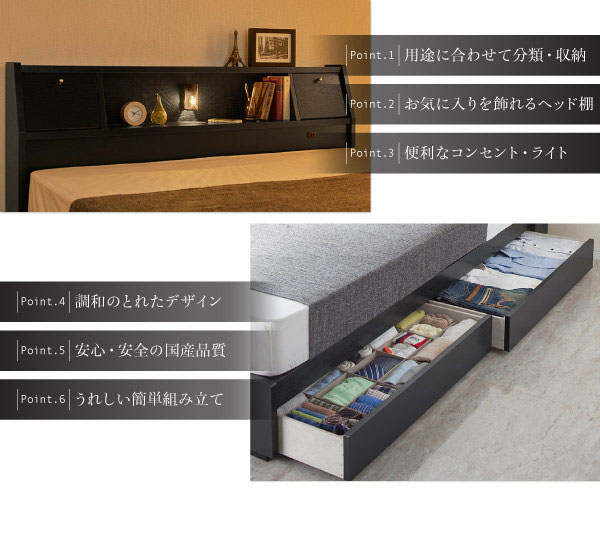 多機能収納付きベッド【Cercatore】チェルカトーレのポイント