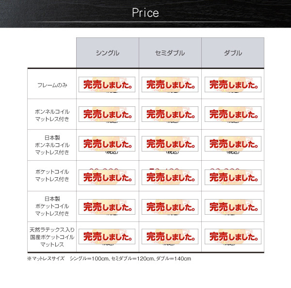 タイプ別価格