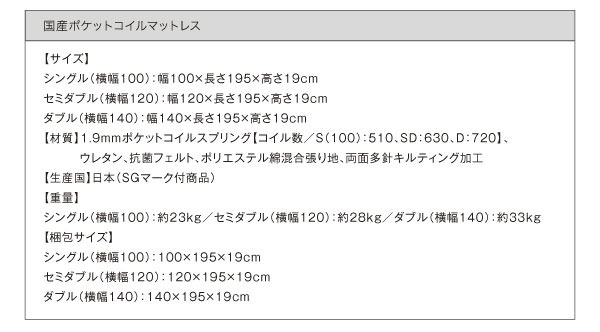 国産ポケットコイルマットレス詳細