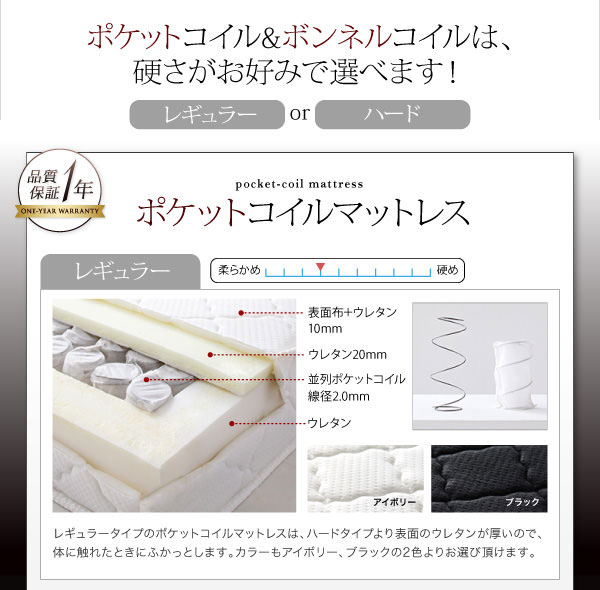 ポケットコイルマットレス:レギュラータイプ