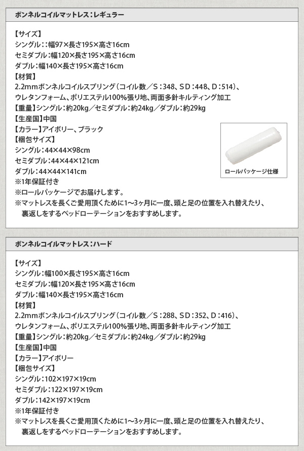 ボンネルコイルマットレス詳細