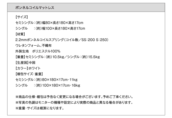 ボンネルコイルマットレス詳細