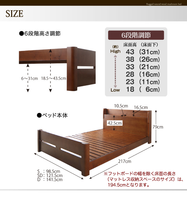 6段階高さ調節 頑丈天然木すのこベッド【ishuruto】イシュルト ベッドフレームのみ シングル