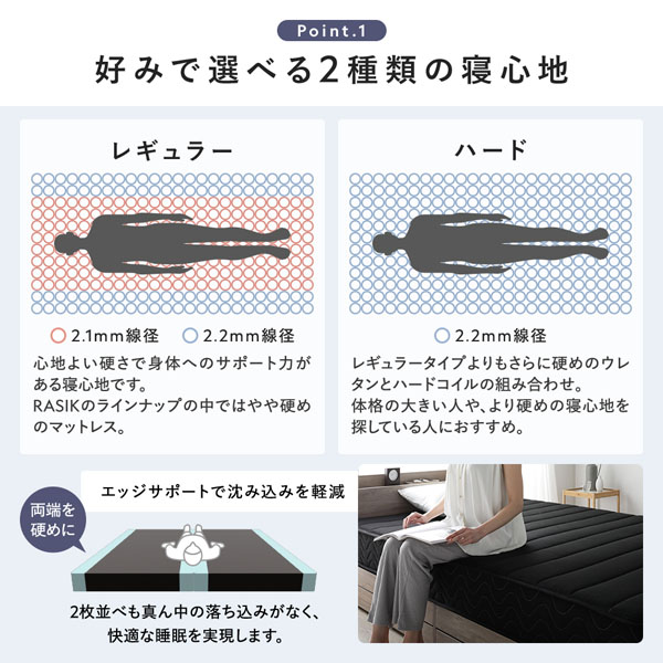 お好みで荒べる２種類の寝心地