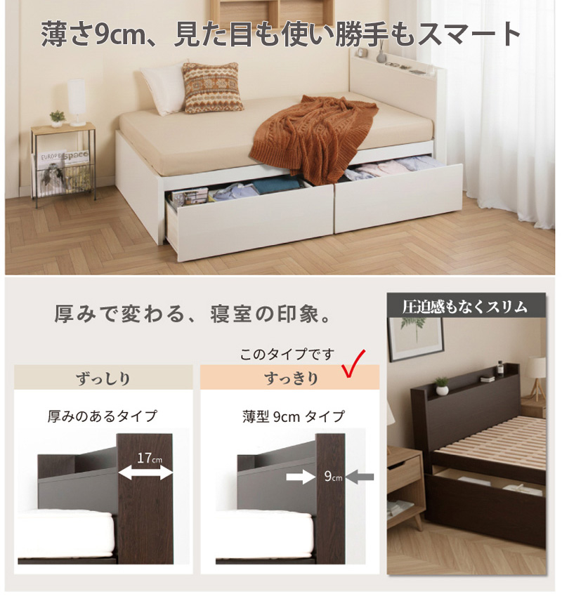 薄さ9cmのヘッドボード