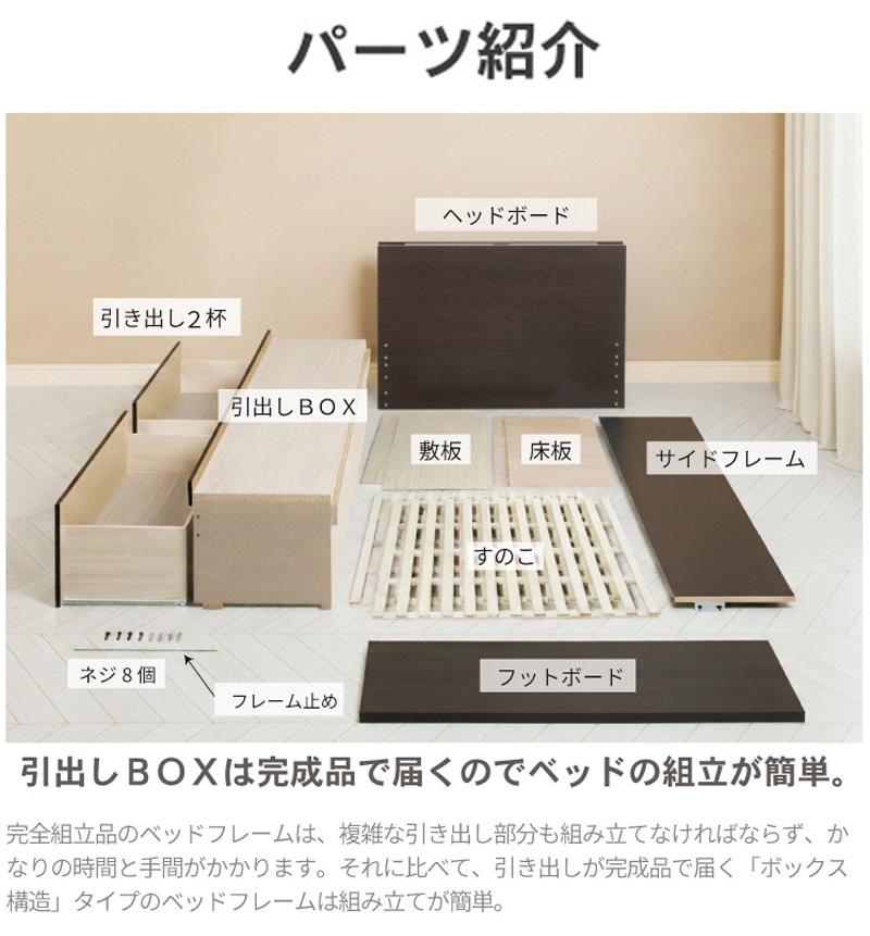ベッドの組立てが簡単