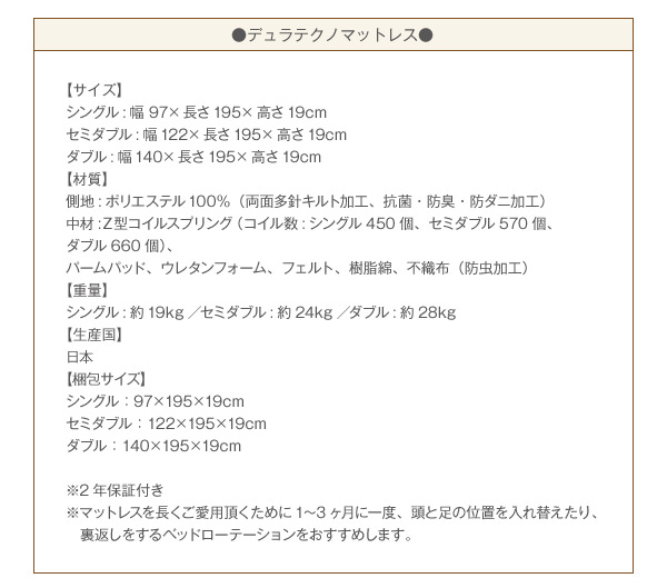 デュラテクノマットレス詳細