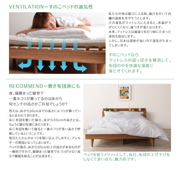 すのこベッドの通気性